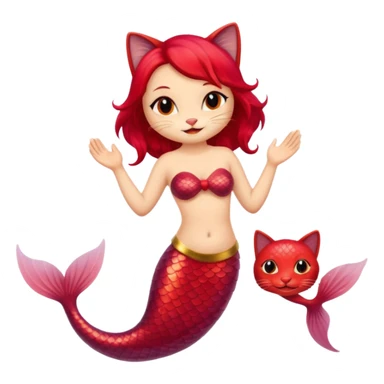 cat mermaid red saying hello sticker