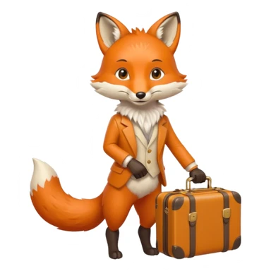 A clever fox gripping a tiny suitcase with its agile tail. sticker