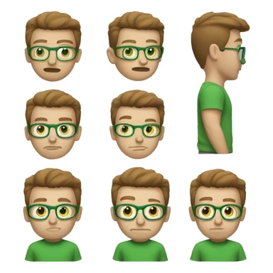 white nerd guy with brown with green t-shirt hair lifting weight sticker