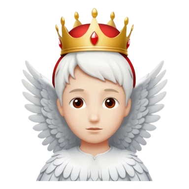 an angel with a red crown on his head, 4 wings sticker