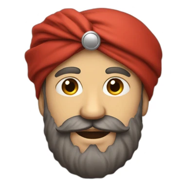 white man wearing big red turban + dark brown big beard sticker