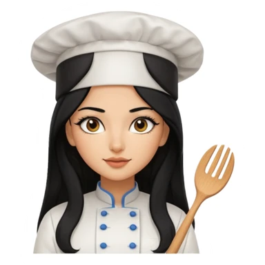 Create a persian girl, black hair, Middle Eastern with lashes  chef🧑‍🍳 emoji, barbie vibes tan skin black long hair with long lashes BADDIE VIBES long black hair and tanned skin  sticker