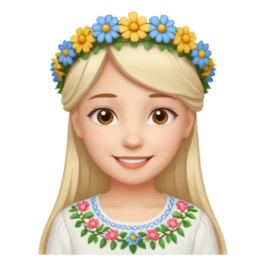 Ukrainian girl in a white embroidered shirt with a flower crown on her head sticker