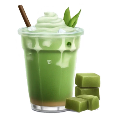Iced matcha Latte with ice cubes  sticker