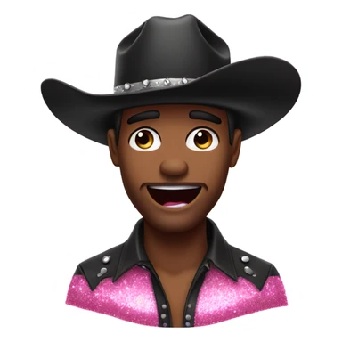 Man with black cowboy hat happy crying pink glitter tears. He looks proud sticker