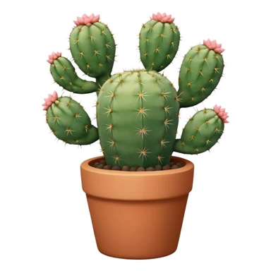 A ceramic pot in a pastel terracotta color, shaped like a cylinder, with a tall pot containing a desert cactus. sticker