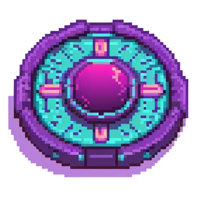 futuristic cyberpunk pixel art icon, vivid neon colors purple magenta cyan, minimal expressive design, 32x32, centered, high contrast, transparent background, no text, suitable for dark background, requested by user symbol sticker