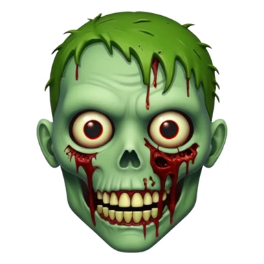 Realistic zombie head, decaying green skin, blood, missing teeth, horror style, no background



 sticker