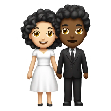 Un homme mat de peau avec les cheveux noir court et frisé qui embrasse une femme blanche au cheveux châtain et les cheveux ondulé  sticker