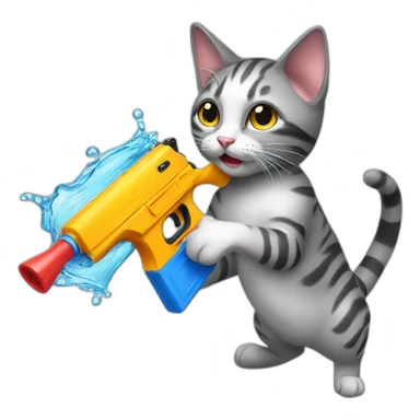 Cat shooting on american with water gun sticker