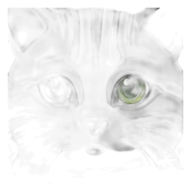 Chubby Striped dark grey cat with Green eyes and white chest sticker