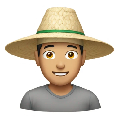 Asian man in a rice hat  sticker
