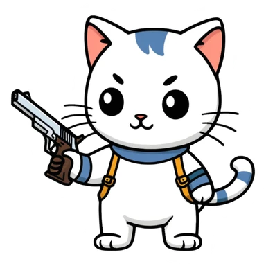 Cat with gun sticker