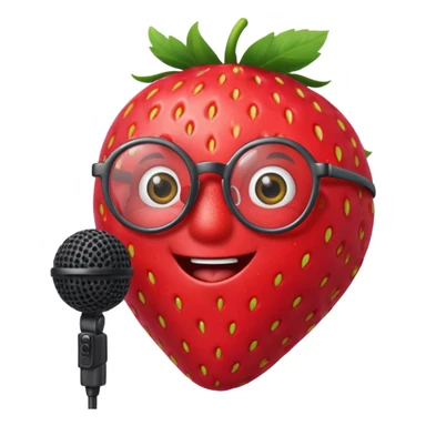 strawberry be hand the mic with glasses  sticker
