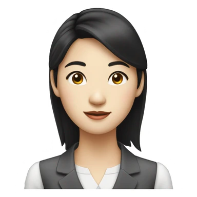 young asian woman office worker with black hair sticker