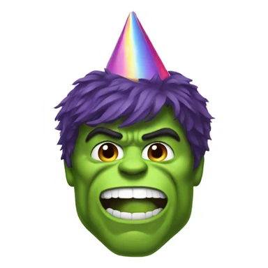 Incredible Hulk with a party hat sticker