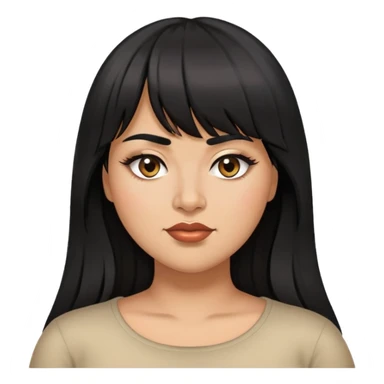 Latina female with bangs black long hair plus size one eye squinting sticker