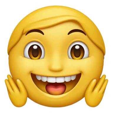 Emoji amoureux tête jaune avec un sourire et le doigt sur les dents  sticker