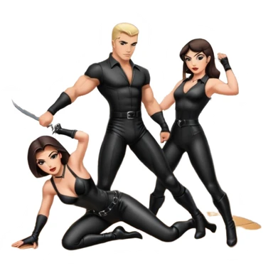 dominatrix whipping a submissive naked man, bent over a table sticker