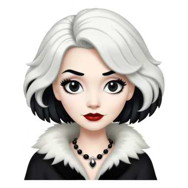 Cruella de Vil with black and white hair sticker