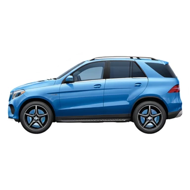 super simple pure side view black Mercedes GLE SUV minimal details compact rounded blue-tinted windows sticker