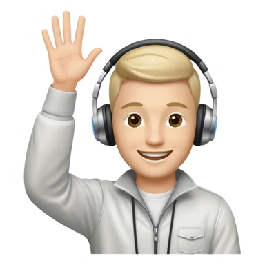 White DJ with one hand up ￼ sticker