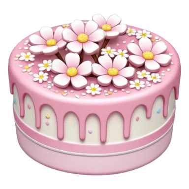Pastel shiny glittery pastel pink and white Sakura flowers cake with sprinkles on top sticker