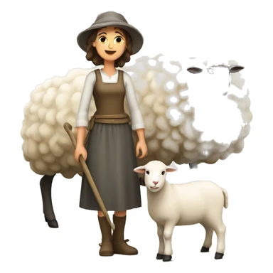 shepherdess with sheep sticker