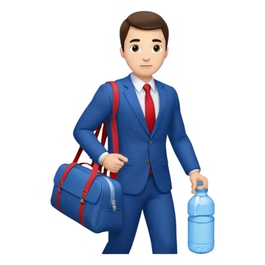 business man in a blue suit and red tie carry exercise sticker