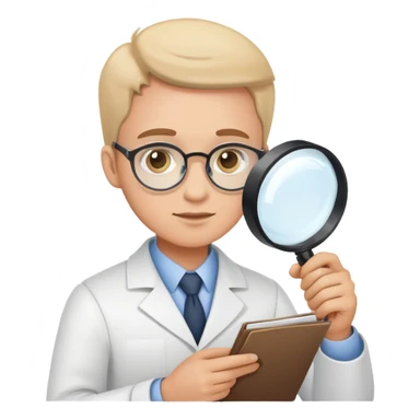 researcher with magnifying glass examining documents sticker