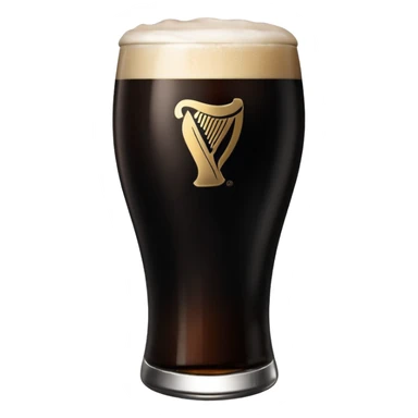 Pint of guiness with the glass only full to the g in the guiness logo on glass sticker