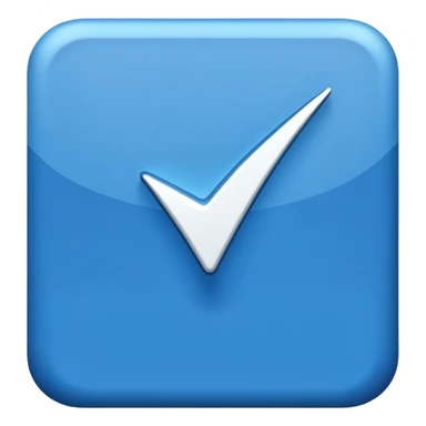 Make Make a symbol with a tilted blue colored square with a tick mark inside it in the middle. Make the edge of the square sharp. Make it normal tilt square and normal tick in the middle sticker