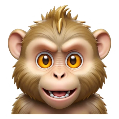 Cinematic Comical Macaque Portrait Emoji, Head tilted dramatically with an exaggerated, shocked expression and a raised eyebrow, featuring a lively, nimble build with spiky fur and wide, comically expressive eyes, Simplified yet hilariously animated features, highly detailed, glowing with a slightly sassy, vibrant glow, high shine, dramatic yet playful, stylized with an air of cheeky primate attitude, soft glowing outline, capturing the essence of a meme-worthy macaque that looks ready to deliver a playful side-eye into viral fame! sticker
