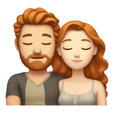 Brown haired husband and ginger haired wife sleeping together sticker