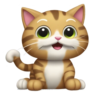 Cheeky tabby cat pawing at a toy, its fluffy tail flicking with excitement, ready for some fun and games.” sticker