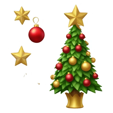 Christmas tree with red and gold ornaments  sticker