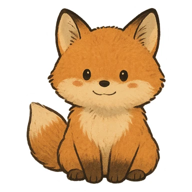 A cute, fluffy fox with a round head in the style of Studio Ghibli. sticker
