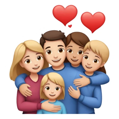 family hugging with a speech bubble saying I love you, cheerful and expressive sticker