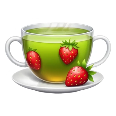 strawberry and a cup of green tea together sticker