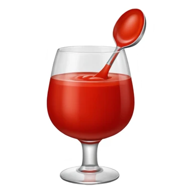 tomato puree in a glass glass transparent with spoon sticker