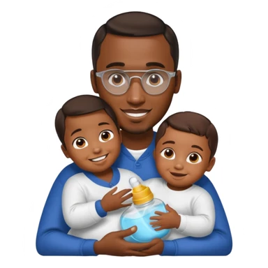 p diddy holding baby oil and a child sticker