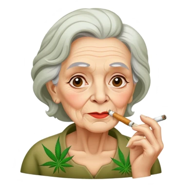 Old lady smoking weed sticker