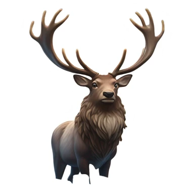 “Create a flying stag with majestic antlers, soaring through a storm of falling ice cubes. Below, a lake made of ‘Flying Hirsch’ glows with energy and coolness.” sticker