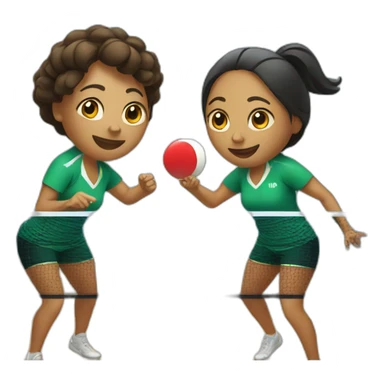 two women play table tennis sticker