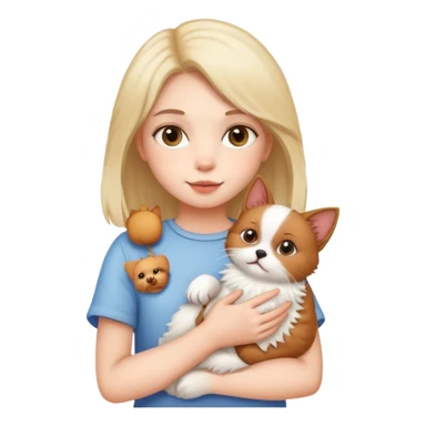 Girl holding a cat and a dog sticker