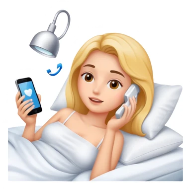 Girl having skincare on, laying In bed using phone  sticker