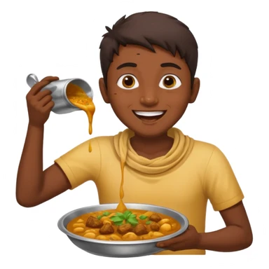fat indian person chugging curry sticker