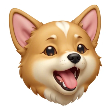 Cinematic Cute Yawning Domestic Dog Portrait Emoji, Head tilted slightly with a dramatic, wide-open yawn, showcasing a plush, inviting coat with gently drooping ears and half-closed, drowsy eyes, Simplified yet irresistibly adorable features, highly detailed, glowing with a soft, cozy glow, high shine, relaxed yet expressive, stylized with a dash of playful whimsy, soft glowing outline, capturing the essence of a sleepy yet affectionate dog that seems ready to stretch out for a nap! sticker