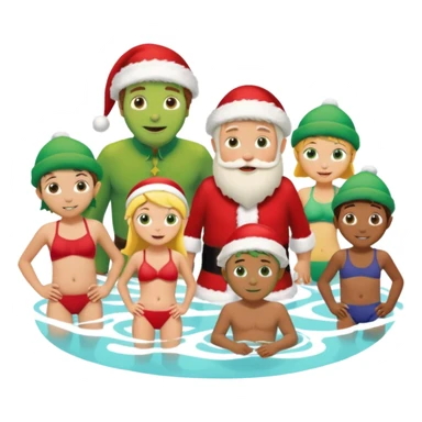 family christmas outing to waterpark with 6 grandchildren, santa and buddy the elf sticker