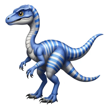 Gray velociraptor with 1 blue stripe on it's back sticker